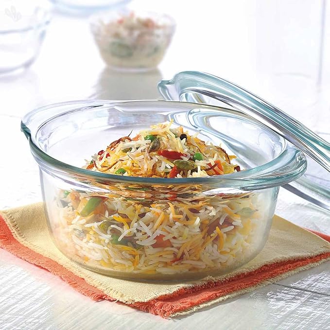 Borosil Glass Casserole Oven and Microwave Safe Serving Bowl With Glass Lid | 1.2 Litres | Set of 1