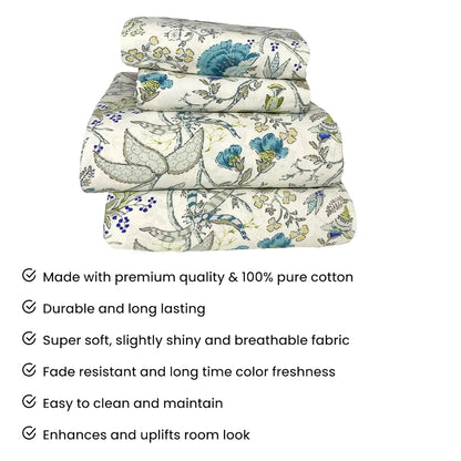 Sajavat Home 100% Pure Cotton King Size Bedsheet Set with 2 Pillow Covers Colour Sky Blue