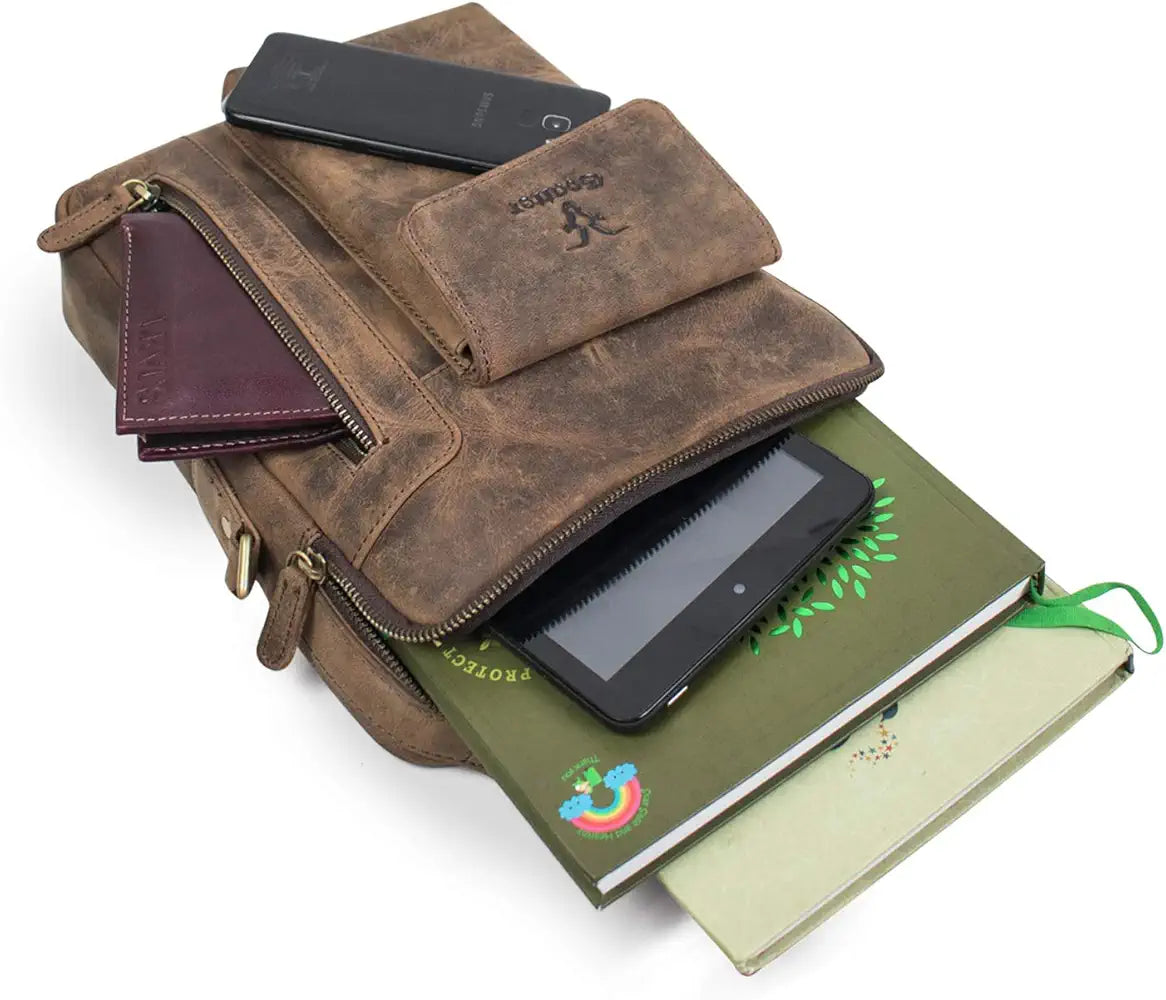 Goatter Hunter Leather 11”Inch Messenger Bag For Men  GTHT-08