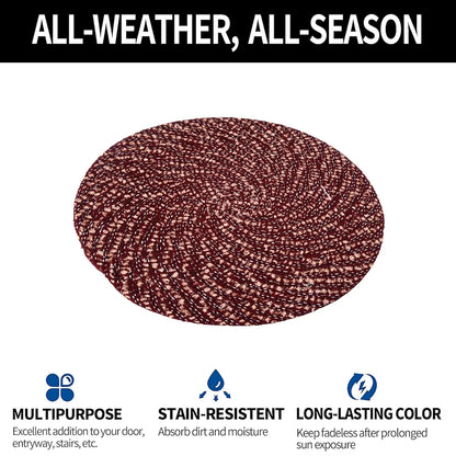 Kuber Industries Round Shape Feather Door Mat Cotton Reversible Small Size Maroon