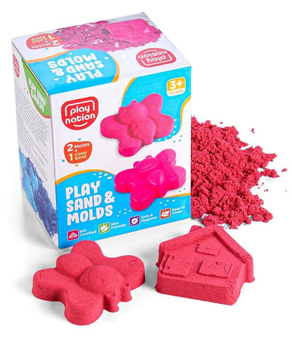 Play Nation Premium Sand Kit With 2 Shape Moulds for Kids Pink Colour