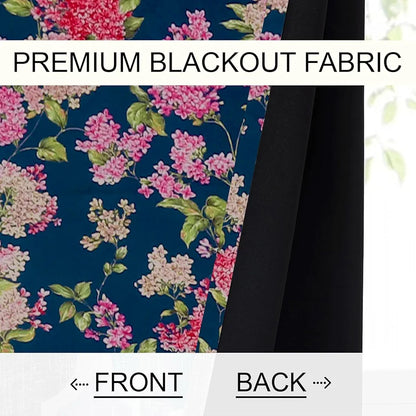 Cloth Fusion Blackout Printed Premium Door Curtains 7 Feet Long Set of 2 Blue Coral