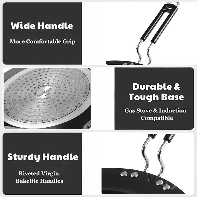 Vinod Hard Anodized Aluminium 4.25 Mm Thick Roti Tava Paratha Tawa Induction and Gas Stove Compatible | 26 Cm | Black