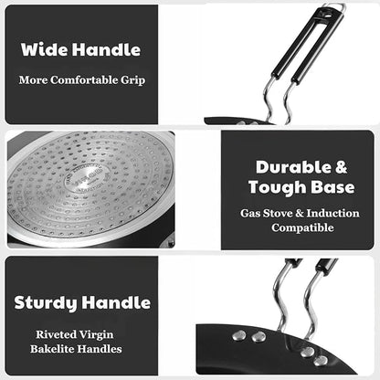 Vinod Hard Anodized Aluminium 4.25 Mm Thick Roti Tava Paratha Tawa Induction and Gas Stove Compatible | 26 Cm | Black