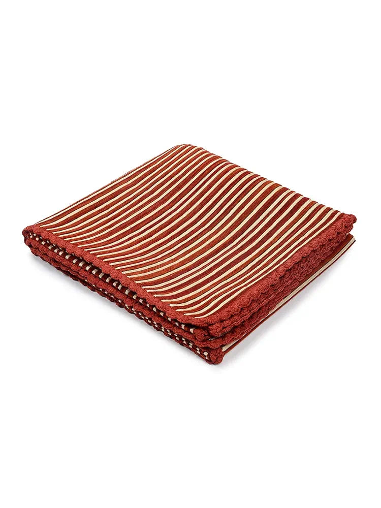 Saral Home Easy Living Striped Soft Decorative Viscose Chenille Sofa Covers/throw Colour Red