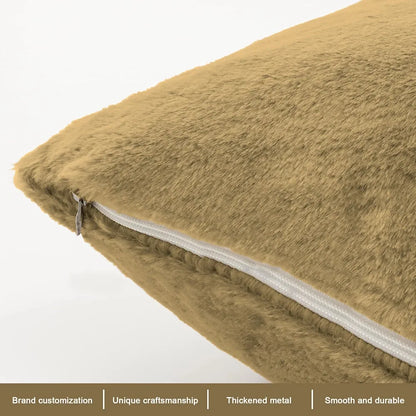Luxe Home Cushion Cover Duble Side Rabbit Fur Plain Design Covers Set of 2 for Sofa Colour Anti Gold