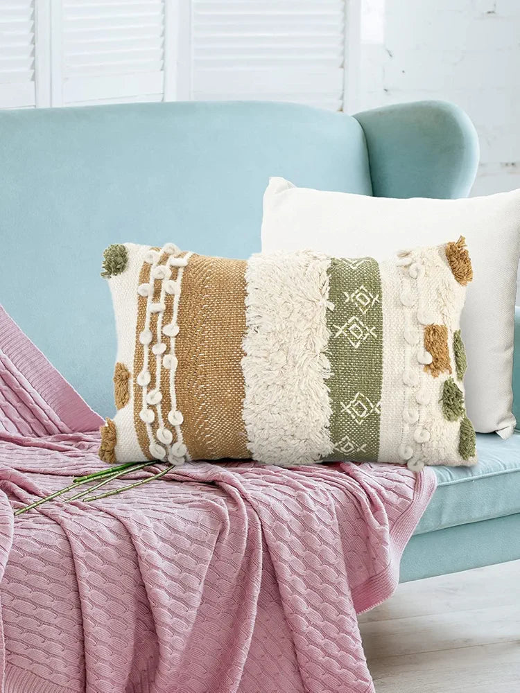 Sashaa World Earth Tones Abstract Lumbar Cushion Decorative Throw Cushion/pillow For Couch And Bed