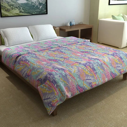 Divine Casa Microfiber 150 GSM Reversible Double Bed Comforter Ultra Soft & Lightweight Blanket Colour Multicolor