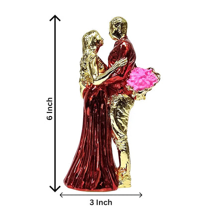 Gold Art India Romantic Couple Figurine Gold-Plated with Red Dress – 6 Inch