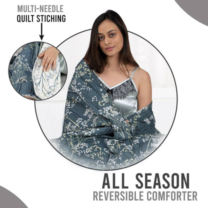 Divine Casa 120 GSM Microfiber Single Bed Comforter Soft & Lightweight Reversible AC Blanket Colour Beetle Grey