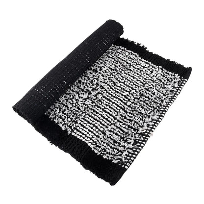 Kuber Industries Door Mat White Cut Loop Doormat Microfiber Entrance Mat Black Colour
