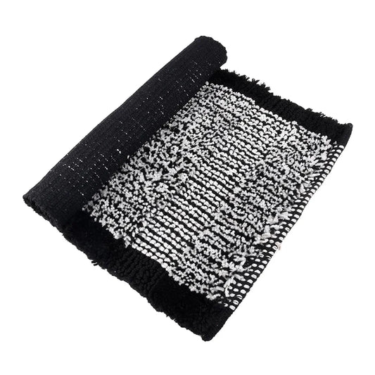 Kuber Industries Door Mat White Cut Loop Doormat Microfiber Entrance Mat Black Colour