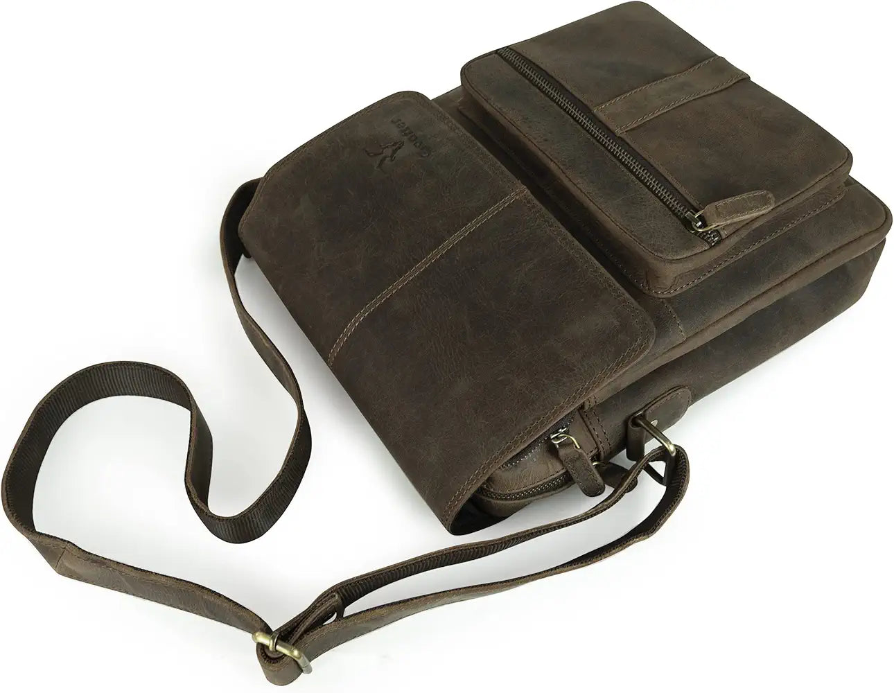 Goatter Hunter Leather 13" Shoulder Crossbody Travel Messenger Bags 