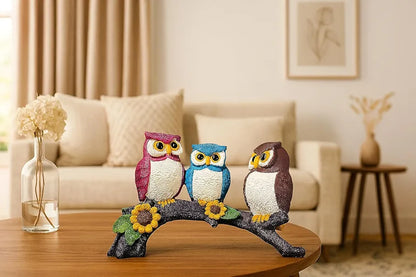 Xtore Beautiful Resin Owl Family Decorative Statue for Home Decor