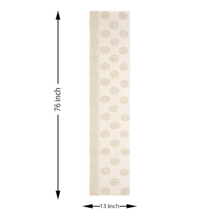 Blocks Of India Hand Block Printed Cotton Table Runner for Center Dining Table Gold Circle