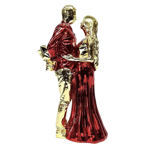 Gold Art India Romantic Couple Figurine Gold-Plated with Red Dress – 6 Inch