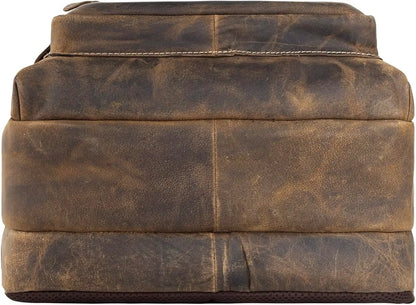 Goatter Men's Hunter Leather Backpack For 16 Laptop Office And Travel Camping Rucksack 
