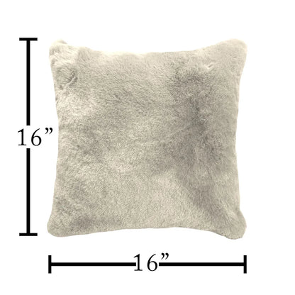Luxe Home Cushion Cover One Side Rabbit Fur Plain Design Covers Set of 2 Colour Beige