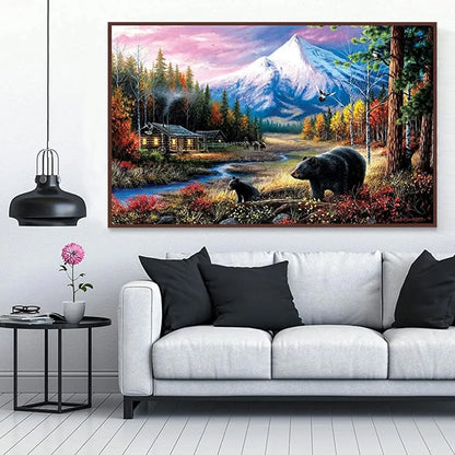 TREXEE 5D Diamond Painting, Large Size Black Bear Diamond Painting for Adults, DIY Full Drill Crystal Rhinestone, Art Diamond Painting for Home Wall Decor 