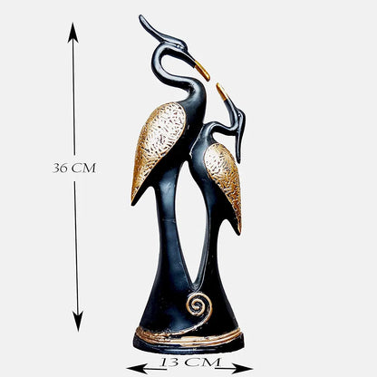 Jaipur Ace Resin Paradise Pair of Kissing Swan Couple Statue Sculptures Showpieces Kissing Swan Black