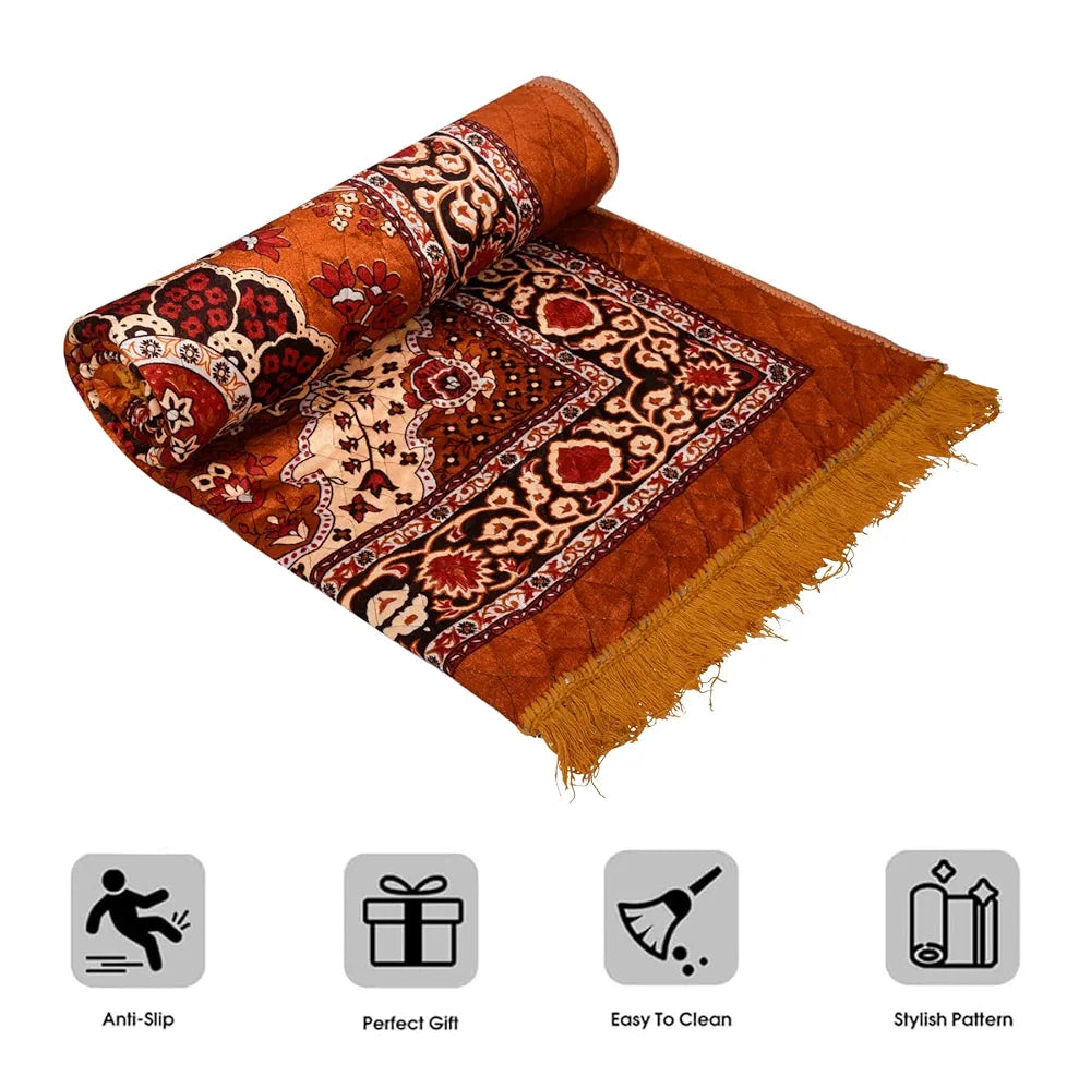 Kuber Industries Carpet 4x6 Feet Velvet Carpet-Rug for Home Decor Carpet Rug for Bedroom Golden