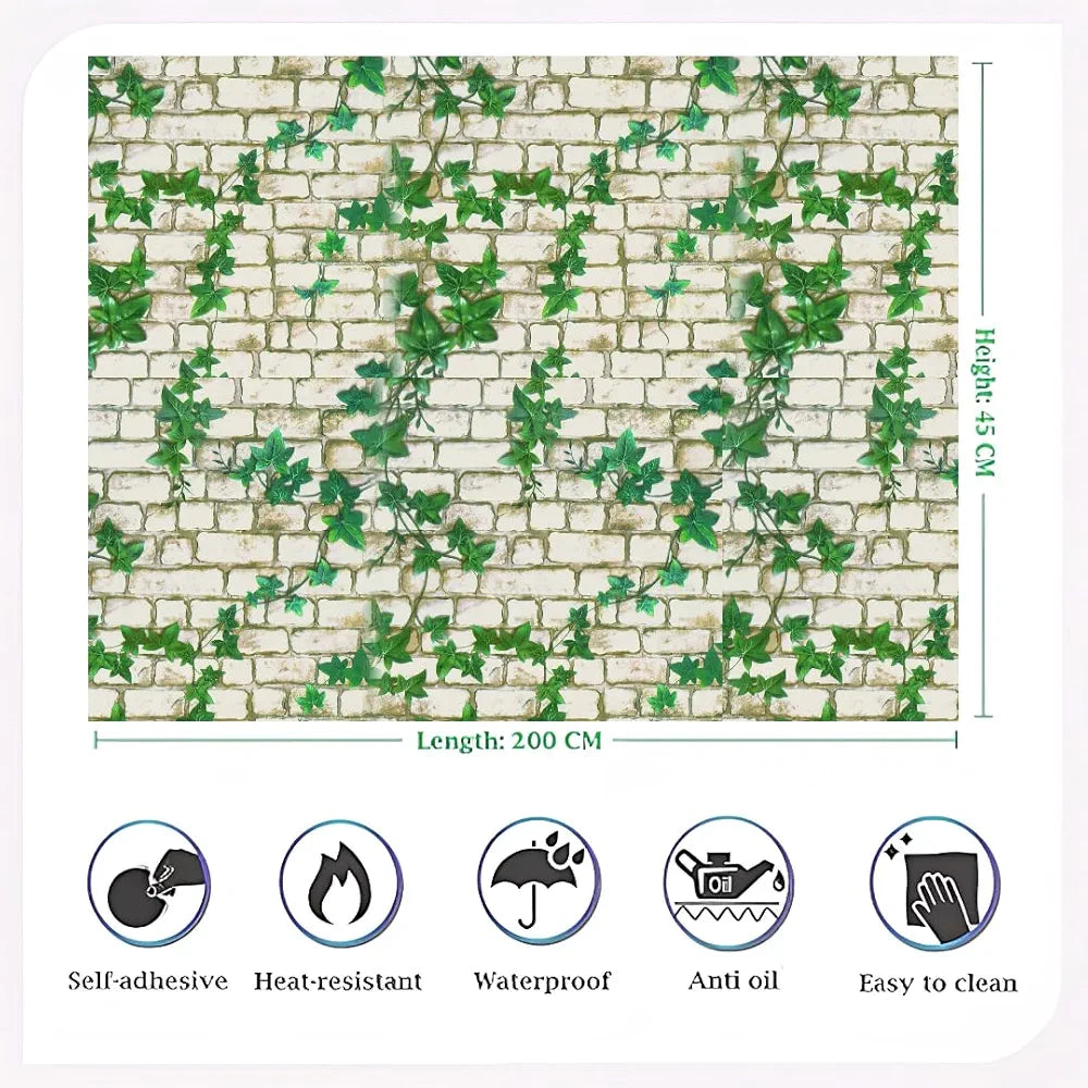 Jaamso Royals White Brick Stone Wall Papers for Home Brick Wallpaper 200cm X 45cm Multicolour
