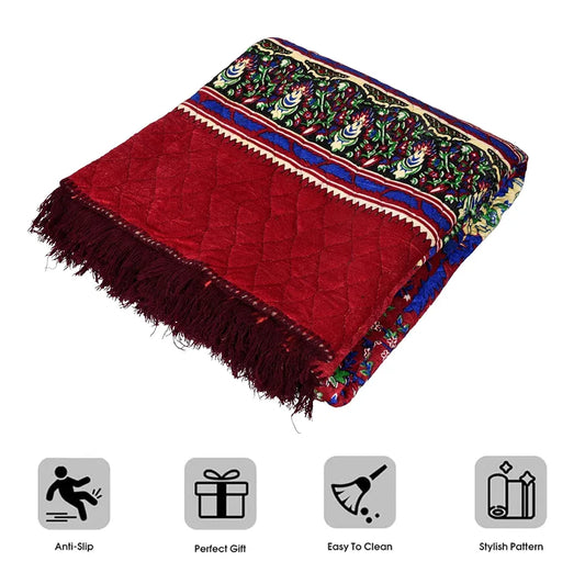 Kuber Industries Carpet Velvet Carpet-Rug for Home Decor Carpet Rug for Bedroom Printed Carpet for Living Room Maroon