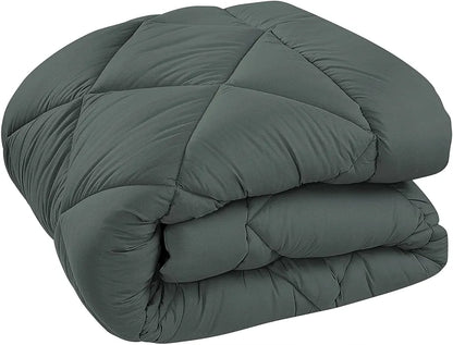 Cloth Fusion Reversible AC Comforter Single Bed Soft Microfibre Quilt Blanket for Winter Black & Grey