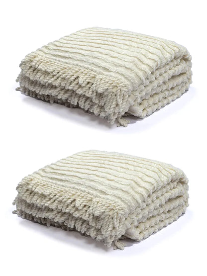 Saral Home Barkha Stripe Cotton 1 Seater Sofa Throw Colour Ivory