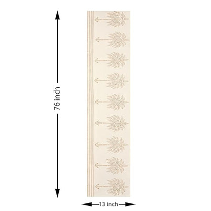 Blocks Of India Printed Cotton Table Runner for Center Dining Table Gold Pine Tree