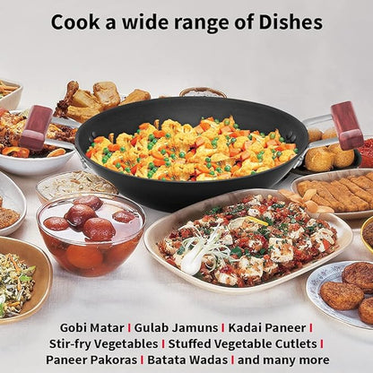 Hawkins Futura 2 Litre Deep Fry Pan Hard Anodised Kadai Flat Bottom Kadhai