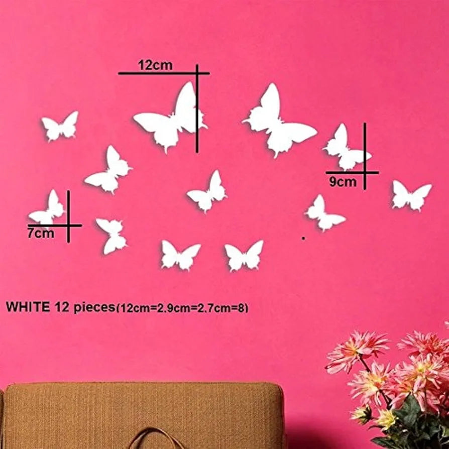 Jaamso Royals 3d Butterfly Stickers for Wall Decoration Items Purple