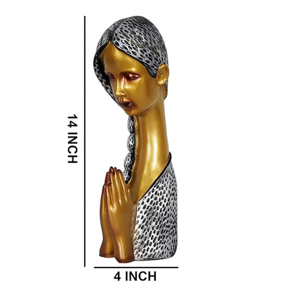 Zart Polyresin Welcome Lady Showpiece for Home and Office Decor