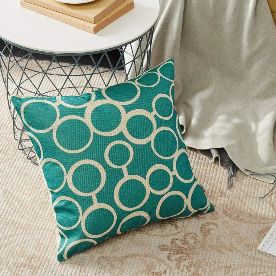 Aerohaven Set of 6 Satin Abstract Designer Decorative Throw Pillow/Cushion Covers Aqua/ Sea Green