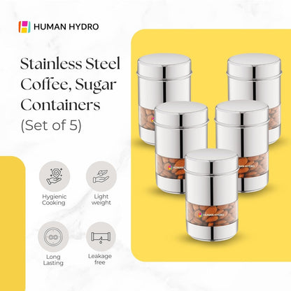 Human Hydro Stainless Steel Storage Containers Set of 5 (750ml Each)