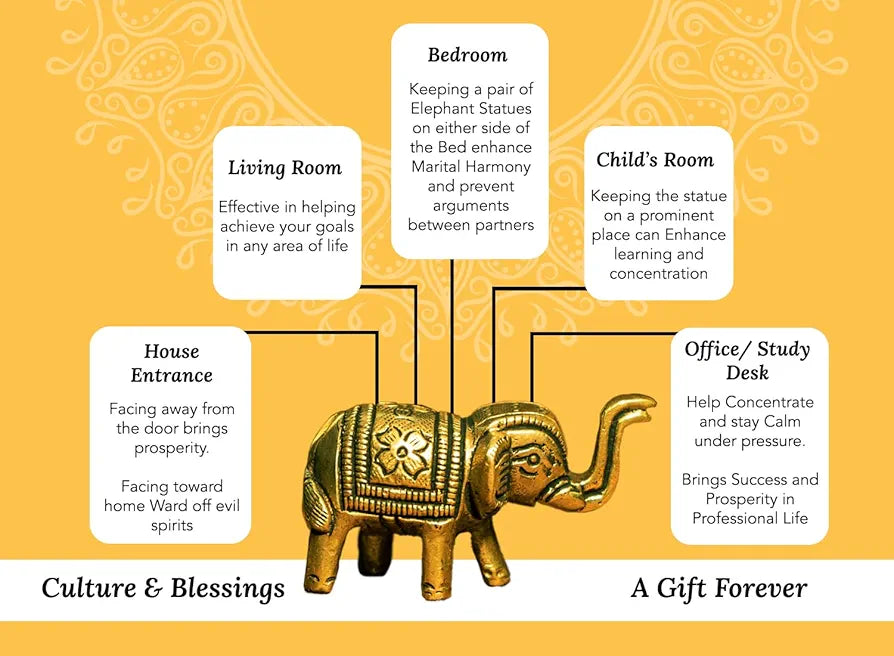 Ekhasa Pure Brass Elephant Idol Showpiece Figurine Feng Shui