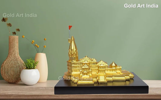 Gold Art India Ram Mandir Ayodhya Gold Plated Matte 24 Karat Minature  Large