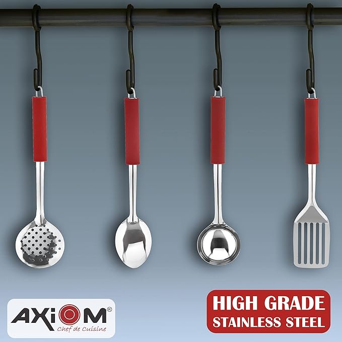Axiom Kitchen Tools Stainless Steel Heavy Gauge With Anti Slip Silicon Grip Handle Non-Stick 4 Piece Set