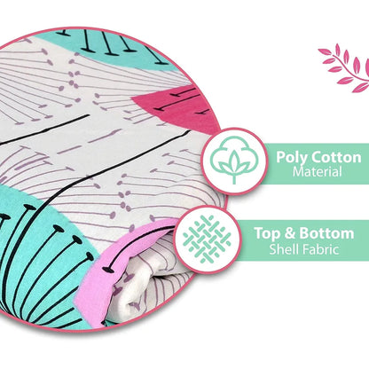Divine Casa Glace Cotton 120 GSM Reversible Lightweight Printed Double Bed AC Dohar Winter Blanket Quilt Colour Pink and Turquoise TC - 120