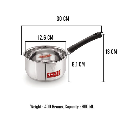 Hazel Induction Bottom Mini Sauce Pan 12.6 cm with 900 ml Capacity Small Size Milk Maker Vessel
