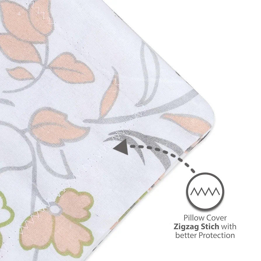 Divine Casa 144 TC 100% Cotton Bedsheet for Double Bed with 2 Pillow Cover Colour Coral Pink