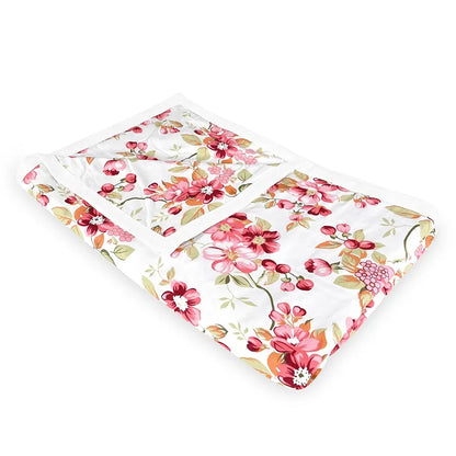 Divine Casa Floret 100% Cotton Double Dohar 120 GSM Soft & Lightweight Throw Blanket Colour Rosy Retreat