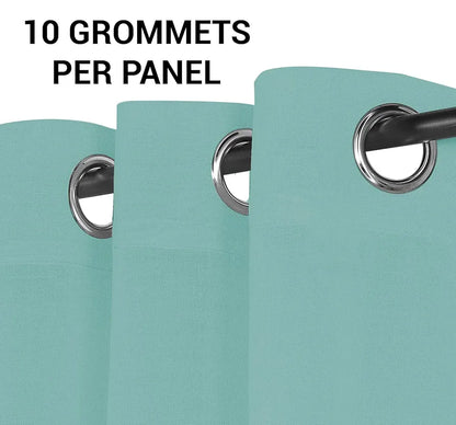 Cloth Fusion Cotton Feel Sheer Door Curtains 9 Feet Long Set of 2 Semi-Transparent Sea Green