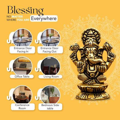 Ekhasa Pure Brass Ganesha Idol Pital Ganesh Murti Size: 5.5 cm
