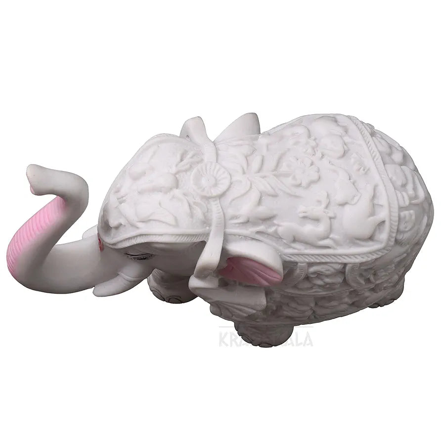 Kraftskala Pack of 2 White Elephant Showpieces Home Decor