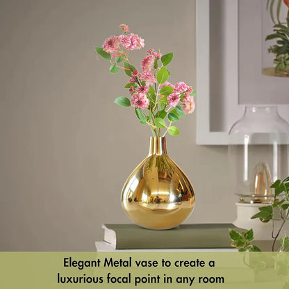 Behoma Metal Golden Flower Vase Gold Tall Vase Flowers not Included