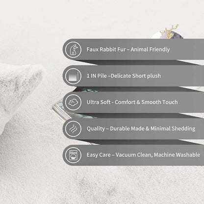 Luxe Home International Ruffle Floor Rabbit Rectangular Rug for Bedroom 3 X 5 Ft Colour White