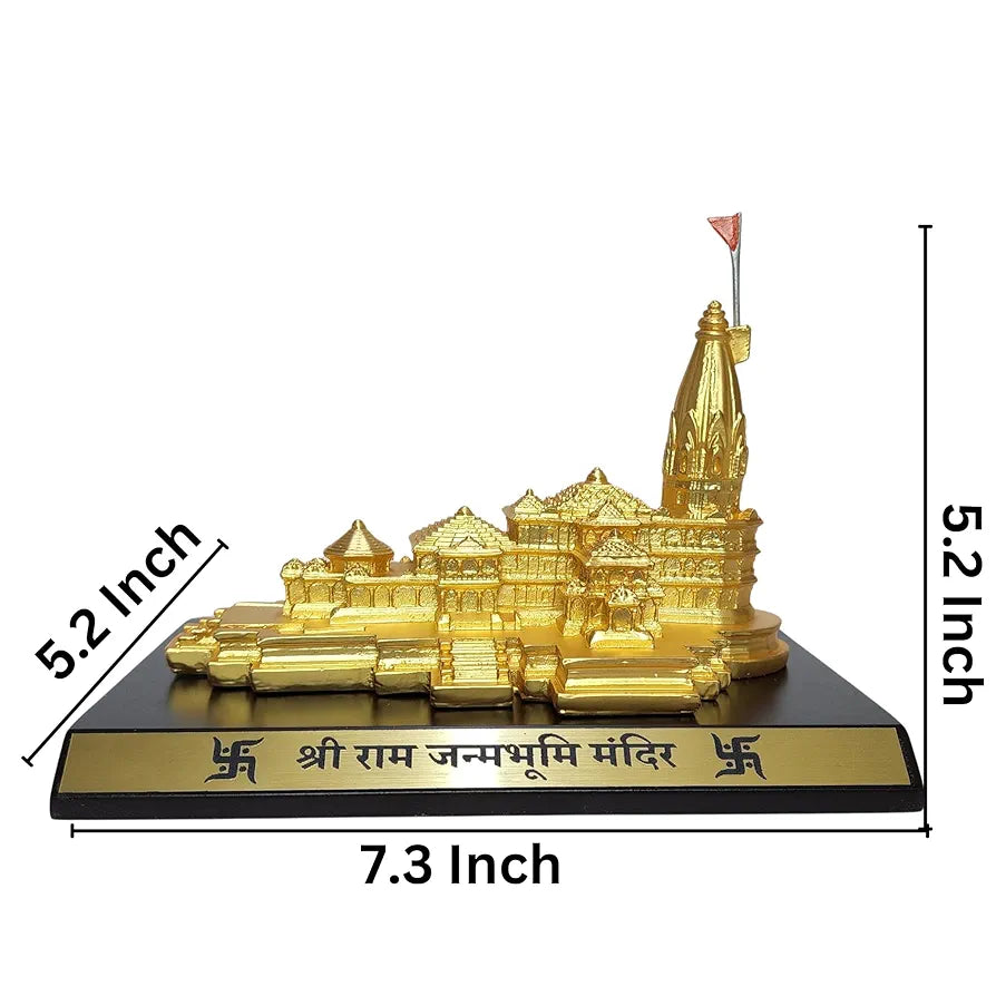 Gold Art India Ram Mandir Ayodhya Gold Plated Matte 24 Karat Minature  Large