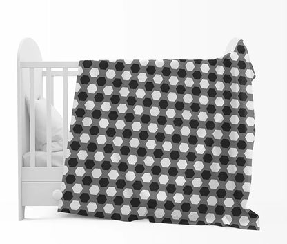 Divine Casa 120 GSM Microfiber Single Kids Dohar Soft & Lightweight Throw Blanket Hexagonal Pattern Colour Silver Grey