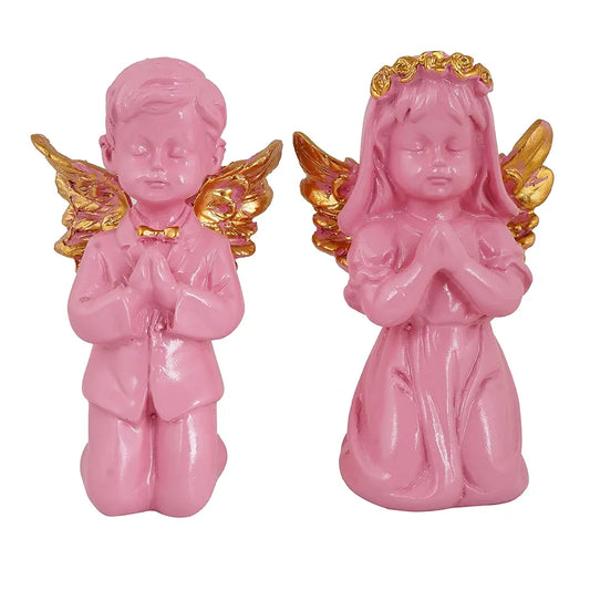 Zart Angel Girl & Wings Boy Sttaue for Home Décor Showpiece Angel Set